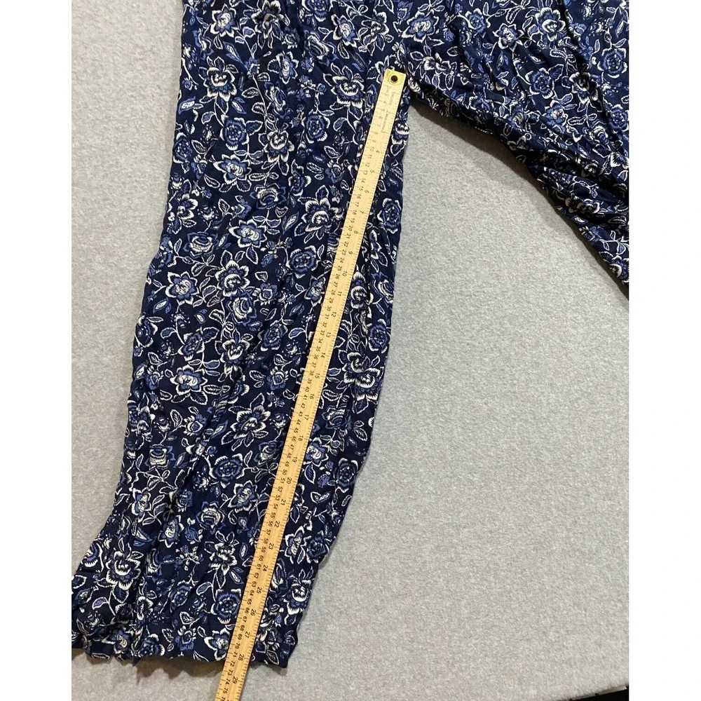 Down East Daily Flared Womens Flare Fall Floral Pants Size XL Blue Floral NWT!